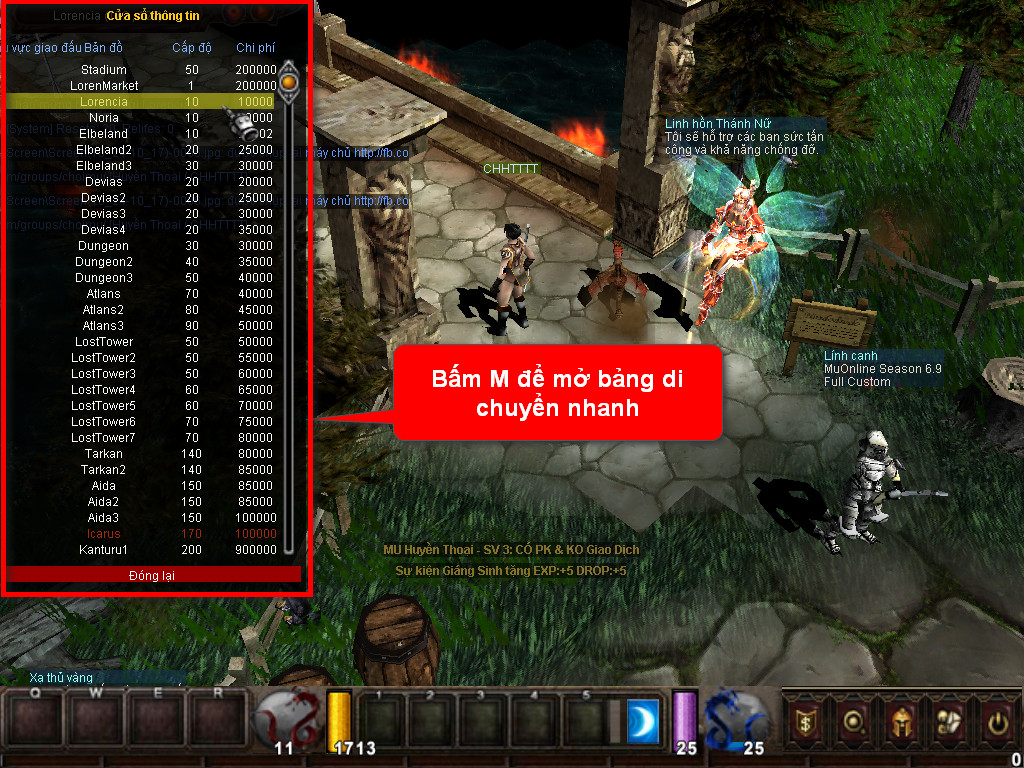 Chức năng chính của Game MU Thiên Bảo