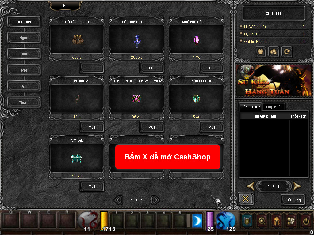 Chức năng chính của Game MU Thiên Bảo